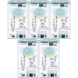Sleepy Bebek Bezi Bio Natural Beden:1 (2-5KG) Yeni Doğan Newborn 250 Adet Mega Fırsat Pk