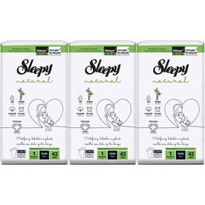 Sleepy Bebek Bezi Natural Beden:1 (2-5KG) Yeni Doğan Newborn 126 Adet Jumbo Pk (3PK*42)