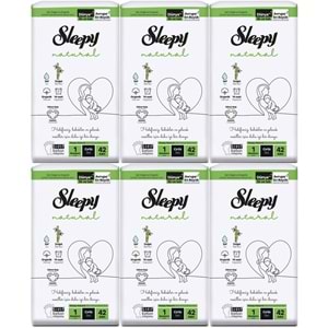 Sleepy Bebek Bezi Natural Beden:1 (2-5KG) Yeni Doğan Newborn 252 Adet Jumbo Pk (6PK*42)