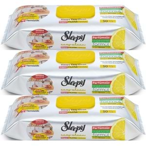 Sleepy Easy Clean Yüzey Temizlik Mutfak Havlusu -Mendili 50 Yaprak Limon Yağlı (3Lü Set) 150 Yaprak