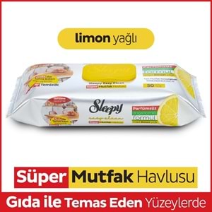 Sleepy Easy Clean Yüzey Temizlik Mutfak Havlusu -Mendili 50 Yaprak Limon Yağlı (4Lü Set) 200 Yaprak