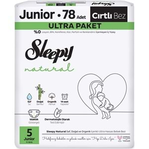 Sleepy Bebek Bezi Natural Beden:5 (11-18KG) Junior 156 Adet Ekonomik Ultra Pk