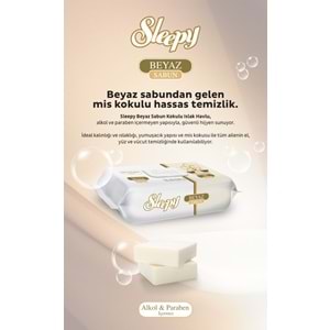 Sleepy Islak Havlu Mendil 90 Yaprak (6 Lı Set) Beyaz Sabun Kokulu Plastik Kapaklı (540 Yaprak)