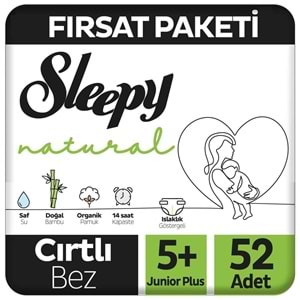 Sleepy Bebek Bezi Naturel Beden:5+ (13-20Kg) Junior Plus 156 Adet Aylık Fırsat Pk