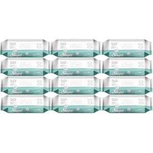 Sleepy Hasta Vücut Temizleme Islak Mendil Havlu 50 Yaprak XL 12 Li Set
