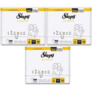 Sleepy Bebek Bezi Extra Beden:3 (4-10KG) Midi 336 Adet Aylık Ultra Pk (3PK*112)