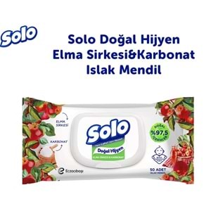 Solo Islak Havlu Mendil 50 Yaprak Limon & Biberiye-Elma Sirkesi & Karbonat (12 Li Karma Set)