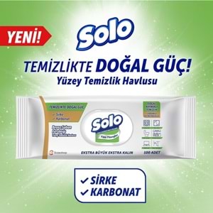 Solo Yüzey Temizlik Havlusu - Mendili 100 Yaprak Beyaz Sabun Ferahlığı (5 Li Set) 500 Yaprak