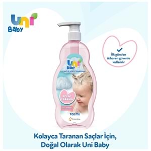 Uni Baby (3 Lü Avantaj Set) Bebek Şampuan 900ML+ Kolay Tarama Şampuanı 700ML+ Saç Tarama Sprey 200ML