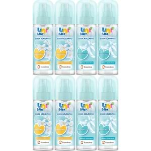 Uni Baby Bebek Kolonyası 150ML Karma Set Nemlendiricili (Bebeksi Dokunu/Çiçeksi Ferahlık) (8 Li Set)