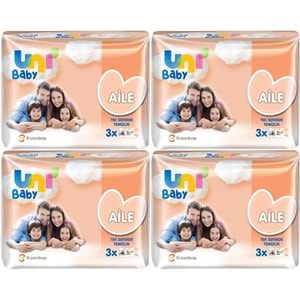 Uni Baby Islak Havlu Mendil Aile 52 Yaprak (12 Li Set) 624 Yaprak (4PK*3)