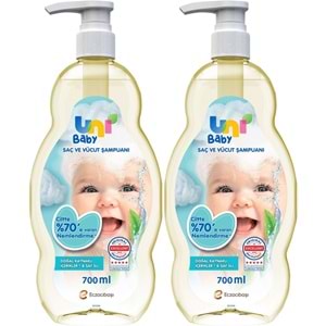 Uni Baby Bebek Saç ve Vücut Şampuanı 700ML Klasik (Pompalı) (2 Li Set)