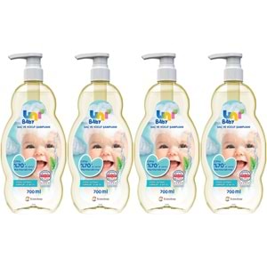 Uni Baby Bebek Saç ve Vücut Şampuanı 700ML Klasik (Pompalı) (4 Lü Set)