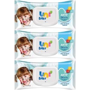 Uni Baby Islak Havlu Mendil 72 Yaprak Aktif (3 Lü Set) 216 Yaprak Plastik Kapaklı