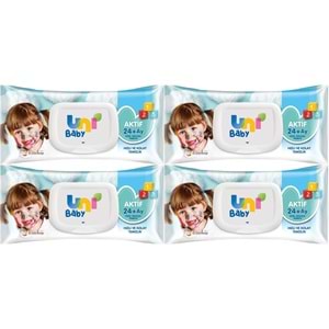 Uni Baby Islak Havlu Mendil 72 Yaprak Aktif (4 Lü Set) 288 Yaprak Plastik Kapaklı