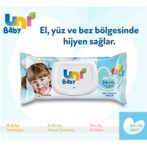 Uni Baby Islak Havlu Mendil 72 Yaprak Aktif (5 Li Set) 360 Yaprak Plastik Kapaklı