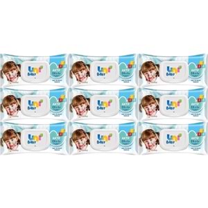 Uni Baby Islak Havlu Mendil 72 Yaprak Aktif (9 Lu Set) 648 Yaprak Plastik Kapaklı
