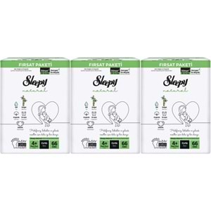 Sleepy Bebek Bezi Naturel Beden:4+ (9-16KG) Maxi Plus 198 Adet Aylık Fırsat Pk