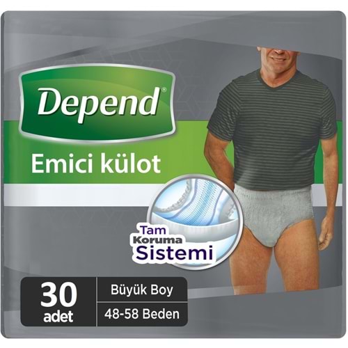 Depend Emici Külot Hasta Bezi Large - Büyük Erkek (30 Adet)