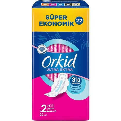 Orkid Hijyenik Ped Ultra Extra Koruma Uzun 22 Adet Süper Ekonomik Pk