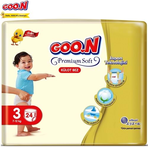 Goon Premium Soft Eko Külot Bebek Bezi Beden:3 (7-12Kg) Midi 24 Adet