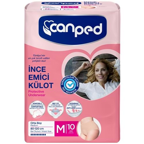 Canped Külotlu Mesane Pedi - İnce Emici Külot M - Medium - Orta (İç Adet 10) Tekli Pk