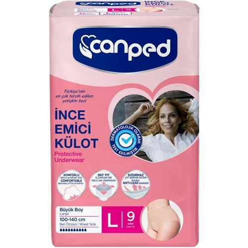 Canped Külotlu Mesane Pedi - İnce Emici Külot Büyük/Large (İç Adet 9) Tekli Pk