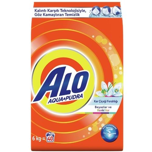 Alo Matik Toz Çamaşır Deterjanı 6KG Kar Çiçeği Ferahlğı / Renkliler ve Beyazlar (40 Yıkama)