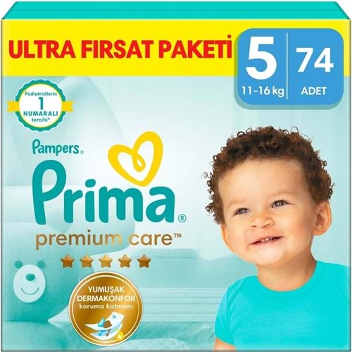Prima Premium Care Bebek Bezi Beden:5 (11-16KG) Junior 74 Adet Ultra Fırsat Pk