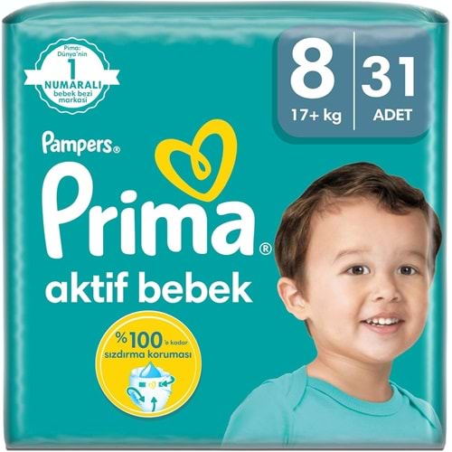Prima Bebek Bezi Beden:8 (17+KG) XXX Large 31 Adet Ekonomik Pk
