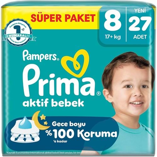 Prima Bebek Bezi 8 Beden 17+ KG XXX Large 27 Adet Süper Pk