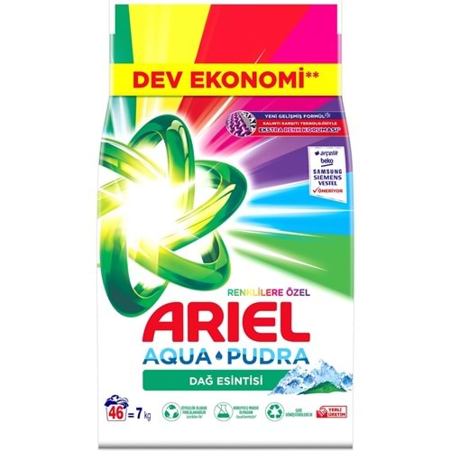 Ariel Matik Toz Çamaşır Deterjanı 7KG Renklilere Özel / Dağ Esintisi (46 Yıkama)