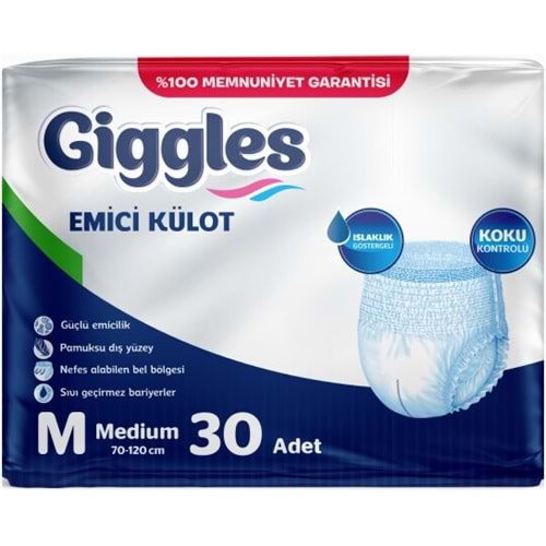 Giggles Hasta Bezi Yetişkin Emici Külot M-Orta Medium 30 Adet Tekli Pk