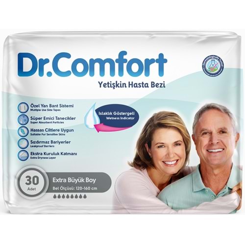 Dr.Comfort Yetişkin Hasta Bezi Bel Bantlı Tekstil Yüzeyli XL - Ekstra Büyük - Extra Large 30 Adet