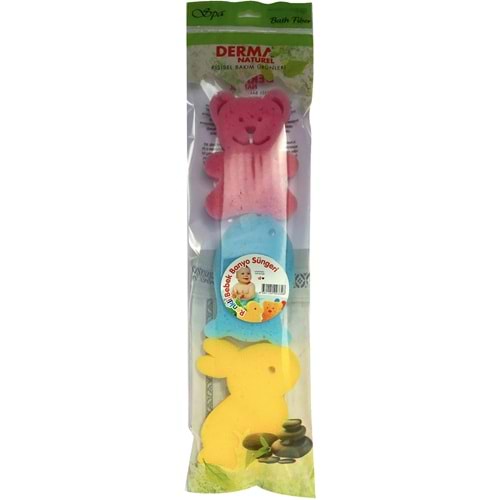 Derma Naturel 3 Lü Renkli Bebek Banyo Süngeri