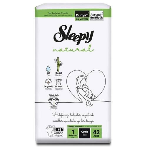 Sleepy Bebek Bezi Natural Beden:1 (2-5KG) Yeni Doğan Newborn 42 Adet Jumbo Pk