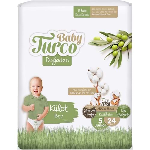 Baby Turco Külot Bebek Bezi Doğadan Beden:5 (12-25KG) Junior 24 Adet Jumbo Pk