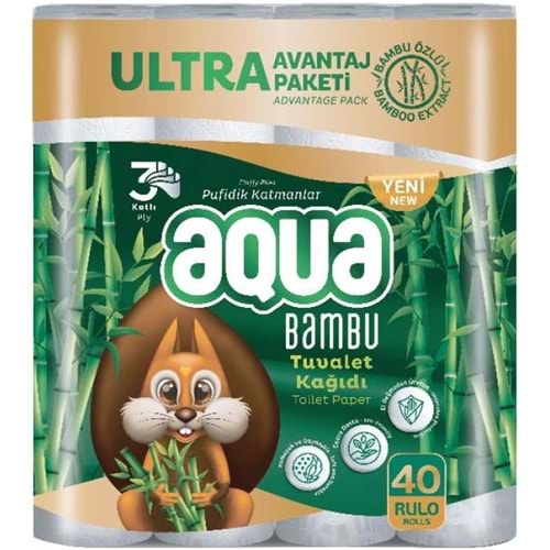 Aqua Tuvalet Kağıdı 3 Katlı 40 Lı Paket Bambu Ultra Avantaj Pk