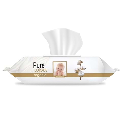Pure Baby Islak Havlu Mendil 90 Yaprak Yenidoğan Organic Pamuklu Plst Kapak