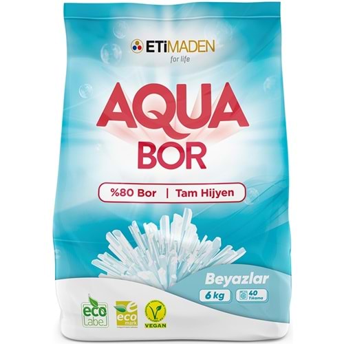 Boron AquaBor Matik Toz Çamaşır Deterjanı 6KG (Beyazlar İçin) 40 Yıkama