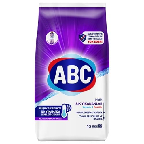 Abc Matik Toz Çamaşır Deterjanı 10KG Sık Yıkananlar Beyazlar & Renkliler (66 Yıkama)