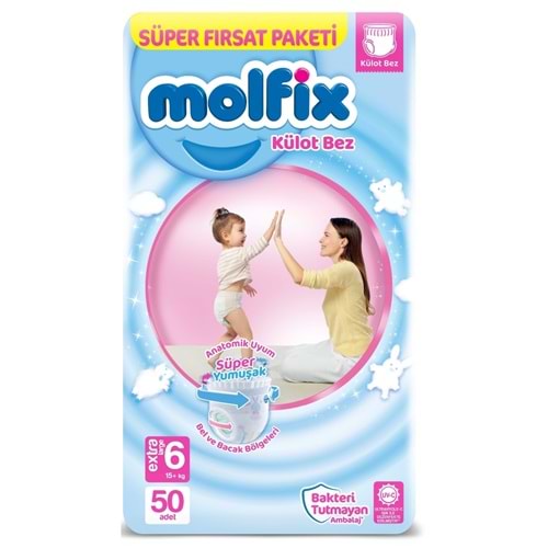 Molfix Külot Bebek Bezi Beden:6 (15+Kg) Extra Large 50 Adet Süper Fırsat Pk