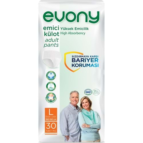 Evony Yetişkin Bezi Emici Külot L - Büyük - Large 30 Adet Tekli Pk