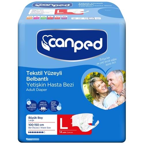 Canped Hasta Bezi Yetişkin Bel Bantlı Tekstil Yüzey L - Büyük - Large Large 14 Adet Tekli Pk
