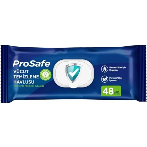 Prosafe Hasta Vücut Temizleme Islak Mendil Havlu 48 Yaprak XL Tekli Pk