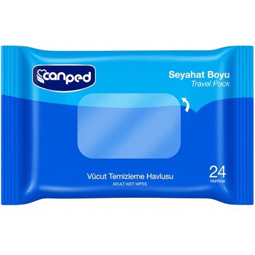 Canped Yetişkin Vücut Temizleme Islak Mendil Havlu 24 Yaprak Seyahat Boy Travel Pk