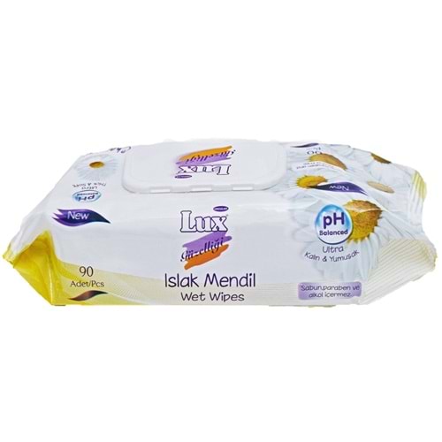 Lux Islak Havlu Mendil 90 Yaprak Papatya Tekli Pk Plastik Kapaklı