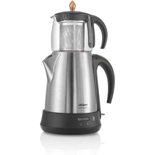 Arzum AR3003 Çaycı Klasik Cam Demlik Çay Makinesi - Paslanmaz Çelik - 1.8LT