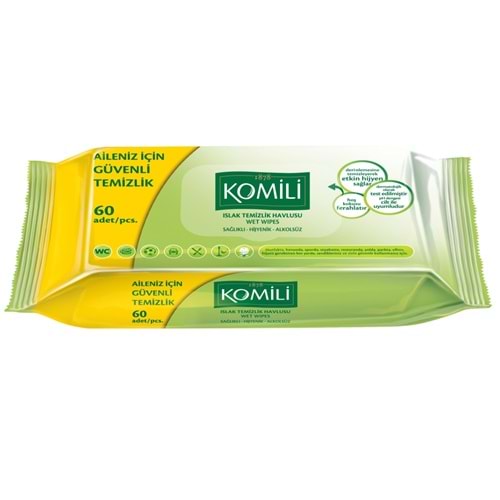 Komili Islak Havlu Mendil 60 Yaprak Klasik Tekli Pk