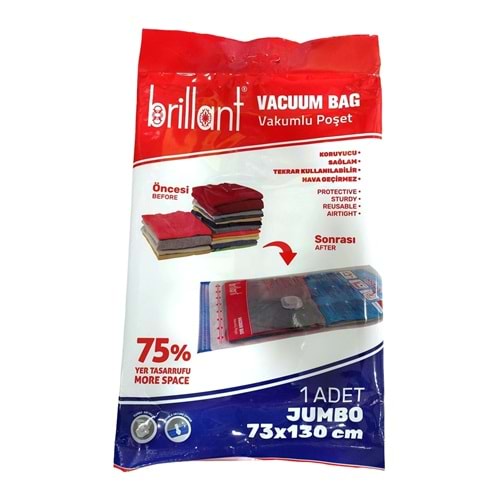 Brillant Vakumlu Poşet/Hurç 73*130CM Jumbo (İç Adet 1)